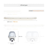 LED TL Armatuur 2160 lumen - 120cm - 18W - Daglichtwit 6500K - IP65 Waterdicht - Enkel - Compleet met Buis