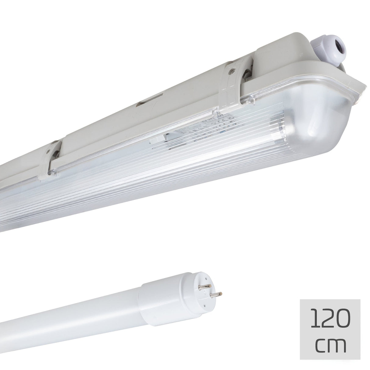 LED TL Armatuur 2160 lumen - 120cm - 18W - Daglichtwit 6500K - IP65 Waterdicht - Enkel - Compleet met Buis