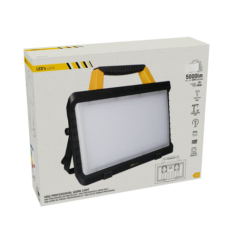 Lampe de travail LED 5000 lumens - 45W - Blanc froid 4000K - 2 prises de courant - Étanche IP54