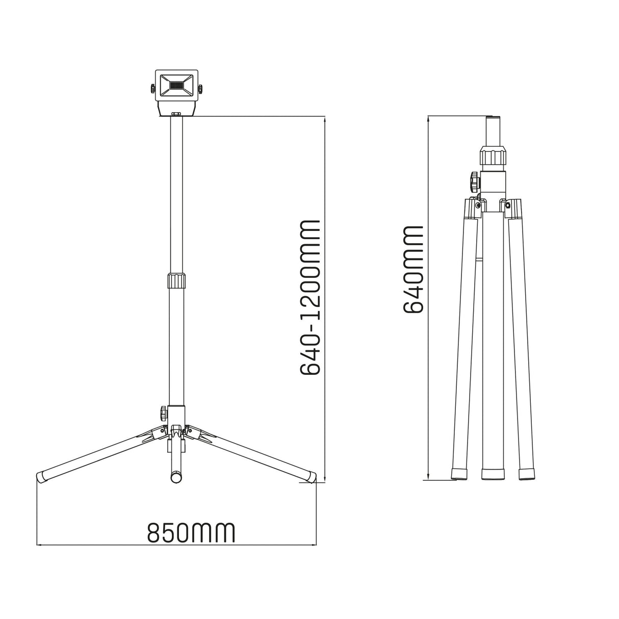 LED Bouwlamp op Statief - 1700 Lumen - 20W - Koelwit 4000K - Verstelbaar tot 120cm - IP54 IK06