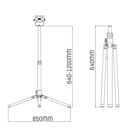 Projecteur de chantier LED sur trépied - 1700 lumens - 20W - Blanc froid 4000K - Réglable jusqu'à 120cm - IP54 IK06