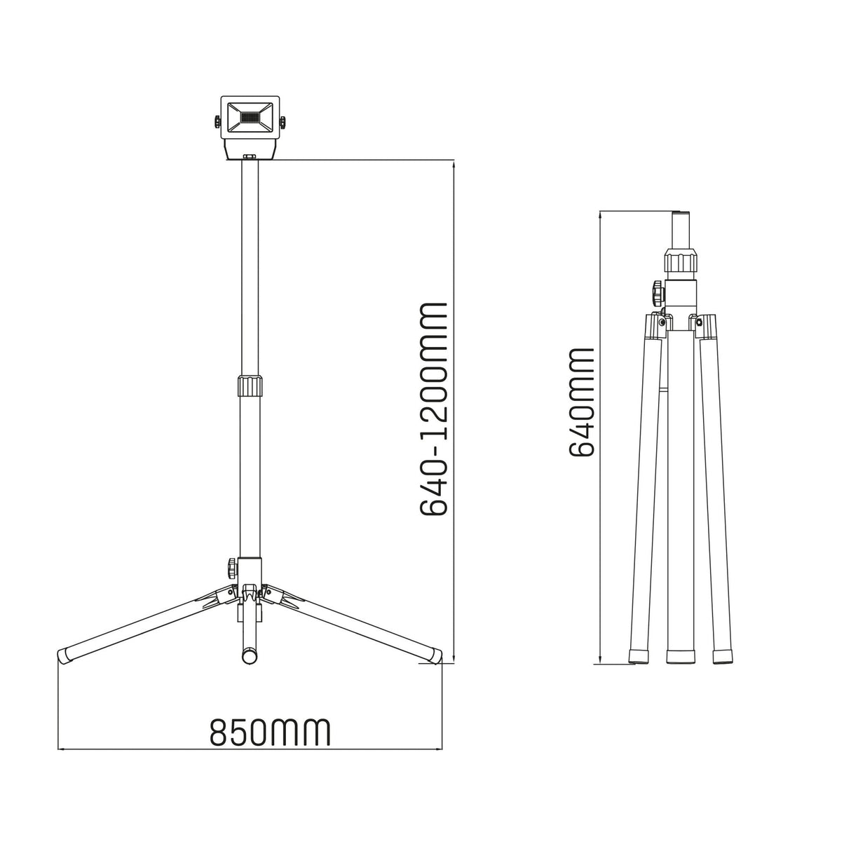 LED Werklamp Statief - 850 Lumen - 10W - Koelwit 4000K - IP54 - Verstelbaar tot 120cm