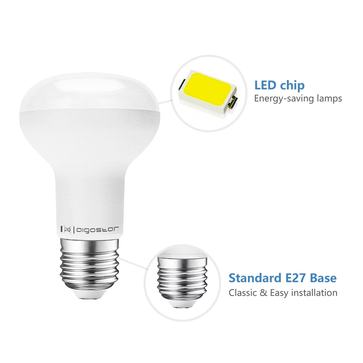 Reflectorlamp E27 | R80 spiegellamp | LED 12W=66W gloeilamp - 900 Lumen | warmwit 3000K - LEDPLANET.NL