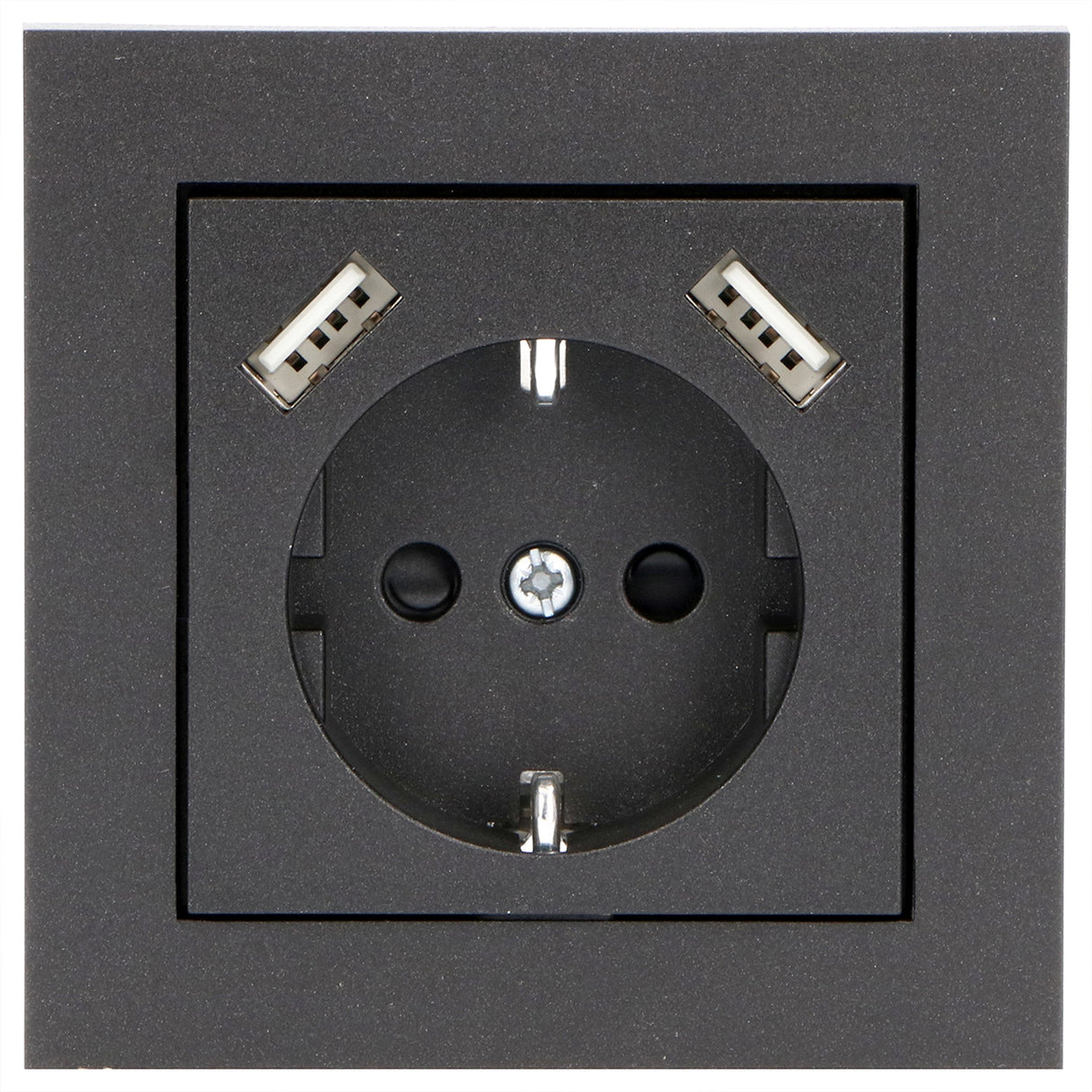 Plaque d’insertion Reflex pour prise murale avec 2 ports USB - noire