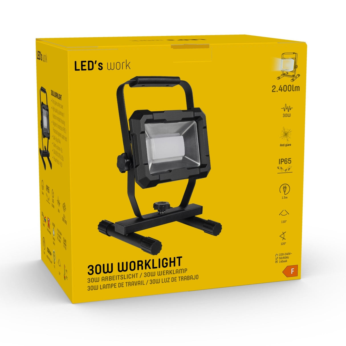 LED Werklamp 2500 lumen - 30W - Koelwit 4000K - IP65 Waterdicht - 1,5m Kabel - Aluminium