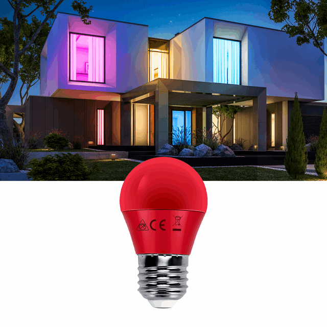 Rode LED kogellamp G45 van Aigostar, perfect voor sfeervolle verlichting in moderne huizen