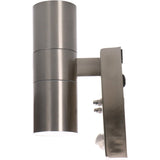 LED Wandlamp met Sensor 2x GU10 - Zilvergrijs Staal - IP44 - Up & Down - Bewegingssensor