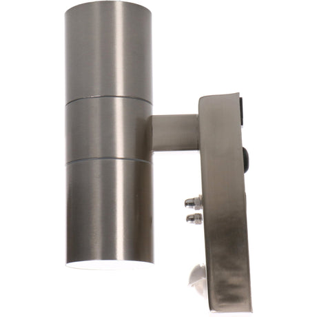 Applique murale LED avec capteur 2x GU10 - Acier gris argenté - IP44 - Éclairage vers le haut et vers le bas - Capteur de mouvement