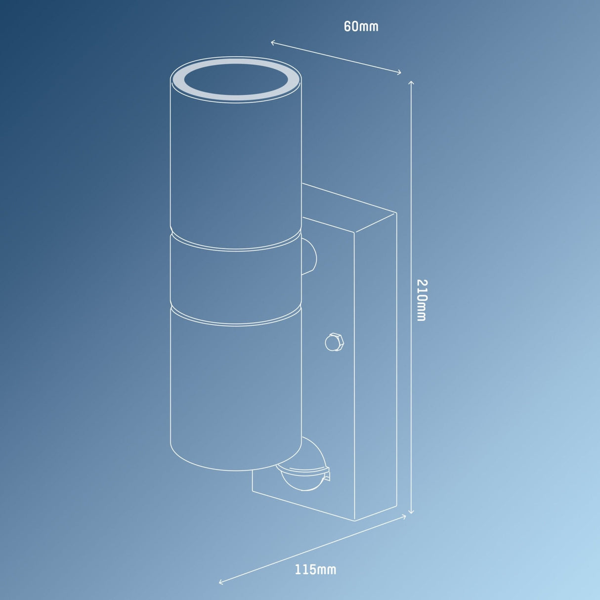 LED Wandlamp met Sensor 2x GU10 - Zilvergrijs Staal - IP44 - Up & Down - Bewegingssensor