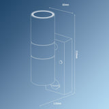 LED Wandlamp met Sensor 2x GU10 - Zilvergrijs Staal - IP44 - Up & Down - Bewegingssensor