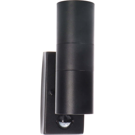 LED Wandarmatuur met Sensor 2x GU10 - IP44 - Zwart - Up & Down
