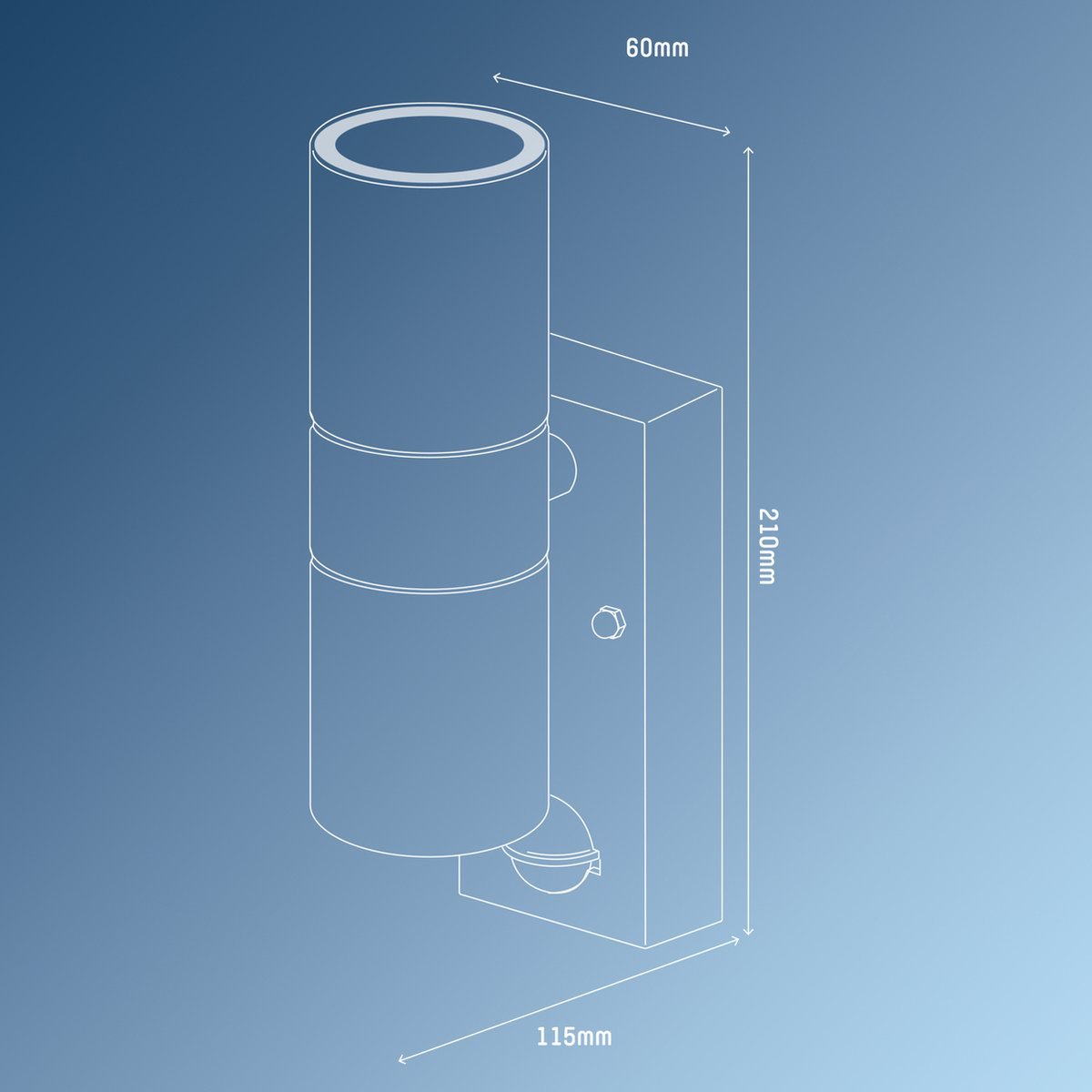 LED Wandarmatuur met Sensor 2x GU10 - IP44 - Zwart - Up & Down