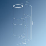 LED Wandarmatuur met Sensor 2x GU10 - IP44 - Zwart - Up & Down
