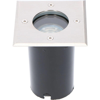 Spot LED encastrable de sol carré - Douille GU10 - Max. 35W - Étanche IP67 - Carrossable jusqu’à 1500kg - Noir