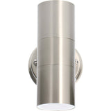 Spot mural extérieur LED - 2 douilles GU10 - Éclairage haut et bas - IP44 - Acier inoxydable - Argent