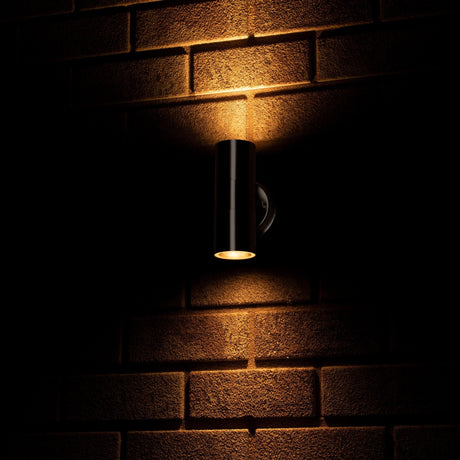 Spot mural extérieur LED - 2 douilles GU10 - Éclairage haut et bas - IP44 - Acier inoxydable - Argent