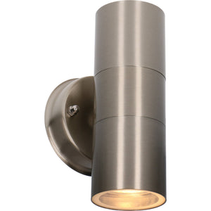 Spot mural extérieur LED - 2 douilles GU10 - Éclairage haut et bas - IP44 - Acier inoxydable - Argent