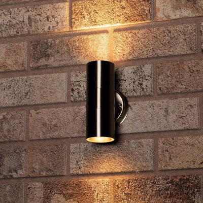 LED Wandspot buiten - 2x GU10 fitting - Up-down licht - IP44 - Roestvrij staal - Zilver