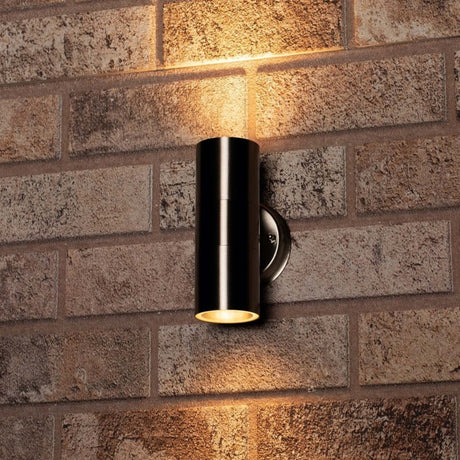 LED Wandspot buiten - 2x GU10 fitting - Up-down licht - IP44 - Roestvrij staal - Zilver