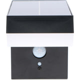 LED Solar Wandlamp 600 lumen - Warmwit 2700K - Bewegingssensor - IP44 - RVS - Vierkant - Zwart