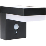 LED Solar Wandlamp 600 lumen - Warmwit 2700K - Bewegingssensor - IP44 - RVS - Vierkant - Zwart