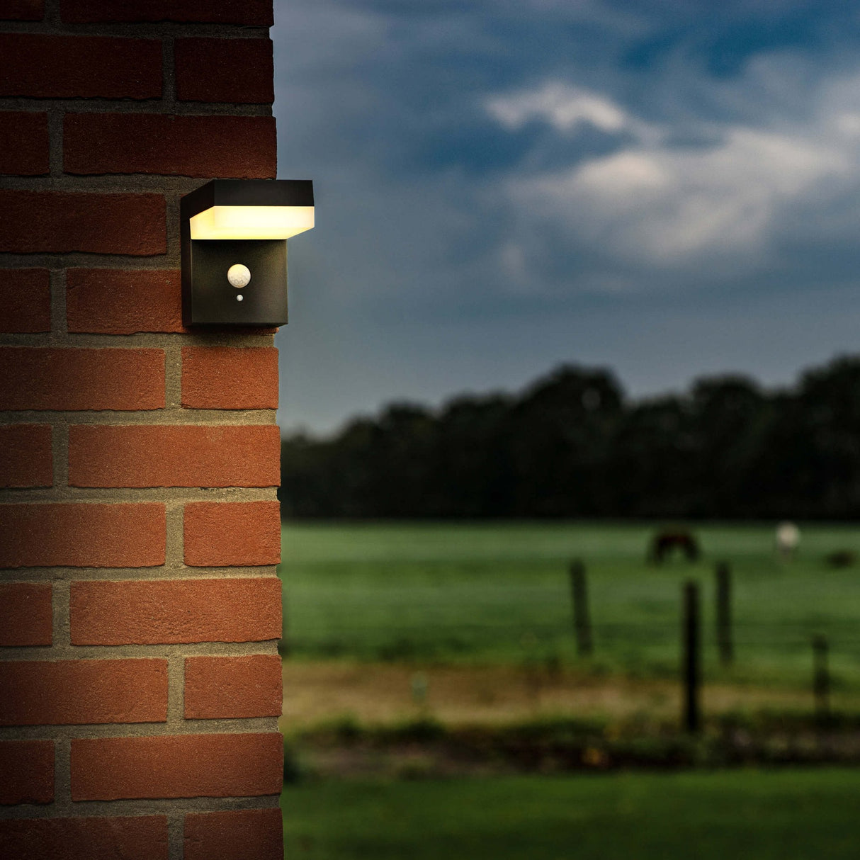 LED Solar Wandlamp 600 lumen - Warmwit 2700K - Bewegingssensor - IP44 - RVS - Vierkant - Zwart
