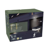 LED Solar Wandlamp 600 lumen - Warmwit 2700K - Bewegingssensor - IP44 - RVS - Vierkant - Zwart