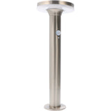 LED Solar Lantaarnpaal - 600 lumen - Warmwit 2700K - Bewegingssensor - 3 Standen - IP44 - RVS Zilver