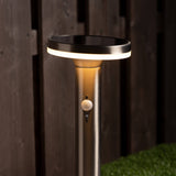 LED Solar Lantaarnpaal - 600 lumen - Warmwit 2700K - Bewegingssensor - 3 Standen - IP44 - RVS Zilver