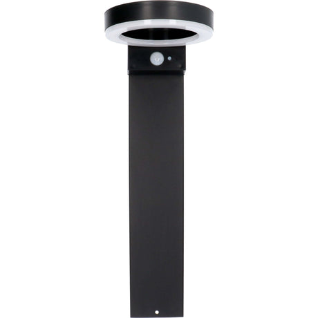 Lampadaire solaire LED 600 lumens - Capteur de mouvement - 3 modes - Acier inoxydable - Noir