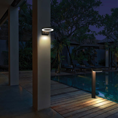 Lampadaire solaire LED 600 lumens - Capteur de mouvement - 3 modes - Acier inoxydable - Noir
