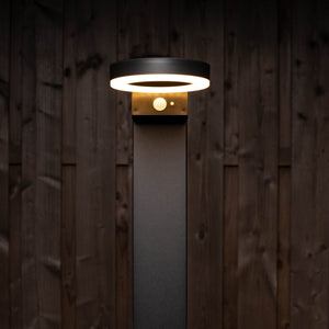 LED Solar Lantaarnpaal 600 Lumen - Bewegingssensor - 3 Standen - RVS - Zwart