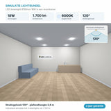 Simulatie lichtbundel LED downlight Ø190mm 18W 1.700 lm daglichtwit 6000K 120°
