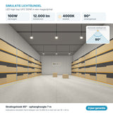 Lichtsimulatie UFO LED High Bay 100W 12.000 lm, stralingshoek 90 graden