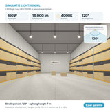 Simulatie lichtbundel LED high bay UFO 100W 18.000 lm koelwit 4000K 120°