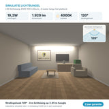 Simulatie lichtbundel LED lichtslang 230V 120 LEDs/m koelwit 4000K, 4 meter langs het plafond