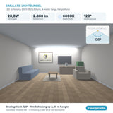Simulatie lichtbundel LED lichtslang 230V 180 LEDs/m daglichtwit 6000K, 4 meter langs het plafond