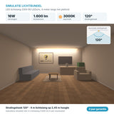 Simulatie lichtbundel LED lichtslang 230V 60 LEDs/m warmwit 3000K, 4 meter langs het plafond