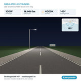 Simulatie lichtbundel LED straatlamp 100W 16.000 lm koelwit 4000K 140°