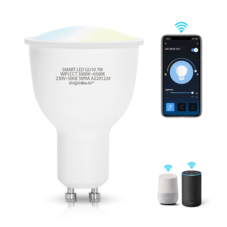 Acheter un spot LED Wi-Fi Aigostar GU10, 7 W, 3000K-6500K, avec commande par smartphone pour un éclairage intelligent