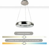 Smart LED Hanglamp rond 60 cm - Bedienbaar met afstandsbediening en app - White & Color - Zilver