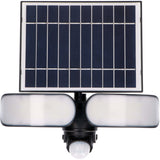 LED solar schijnwerper 1000 lumen - koelwit 5000K - bewegingssensor - afneembaar zonnepaneel - IP44 waterdicht - zwart - 230V