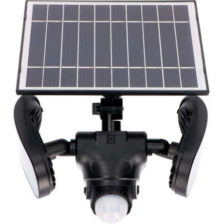 Projecteur solaire LED 1000 lumens - Blanc froid 5000K - Capteur de mouvement - Panneau solaire amovible - Étanche IP44 - Noir - 230V