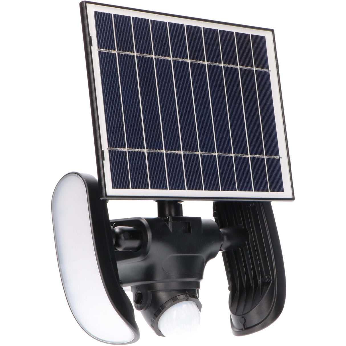 LED solar schijnwerper 1000 lumen - koelwit 5000K - bewegingssensor - afneembaar zonnepaneel - IP44 waterdicht - zwart - 230V