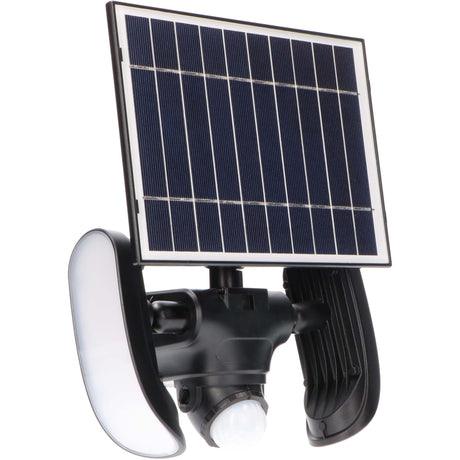 Projecteur solaire LED 1000 lumens - Blanc froid 5000K - Capteur de mouvement - Panneau solaire amovible - Étanche IP44 - Noir - 230V