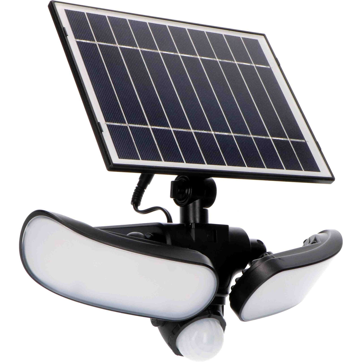 LED solar schijnwerper 1000 lumen - koelwit 5000K - bewegingssensor - afneembaar zonnepaneel - IP44 waterdicht - zwart - 230V