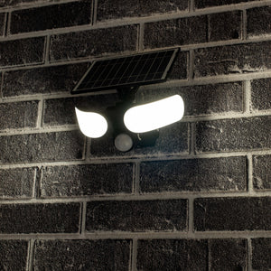 LED solar schijnwerper 1000 lumen - koelwit 5000K - bewegingssensor - afneembaar zonnepaneel - IP44 waterdicht - zwart - 230V