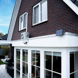 LED solar schijnwerper 1000 lumen - koelwit 5000K - bewegingssensor - afneembaar zonnepaneel - IP44 waterdicht - zwart - 230V
