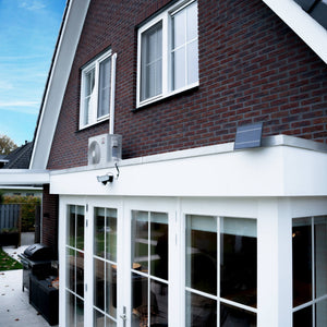 LED solar schijnwerper 1000 lumen - koelwit 5000K - bewegingssensor - afneembaar zonnepaneel - IP44 waterdicht - zwart - 230V