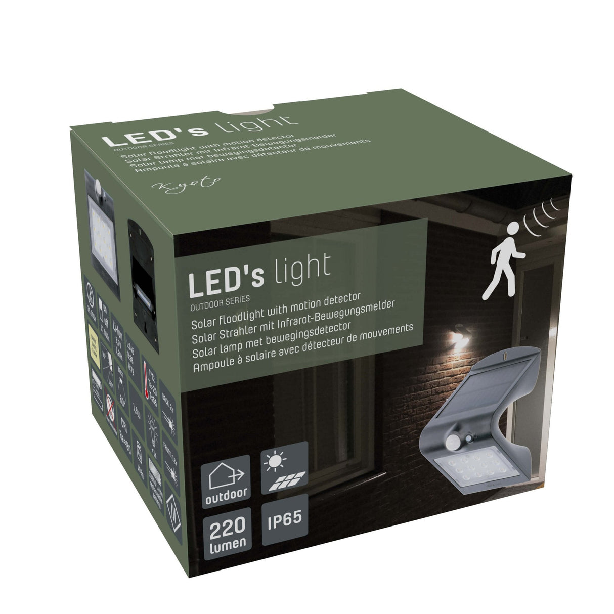 Solar LED Buitenlamp 220 lumen - 3000K - Bewegingssensor - 3 Standen - IP65
